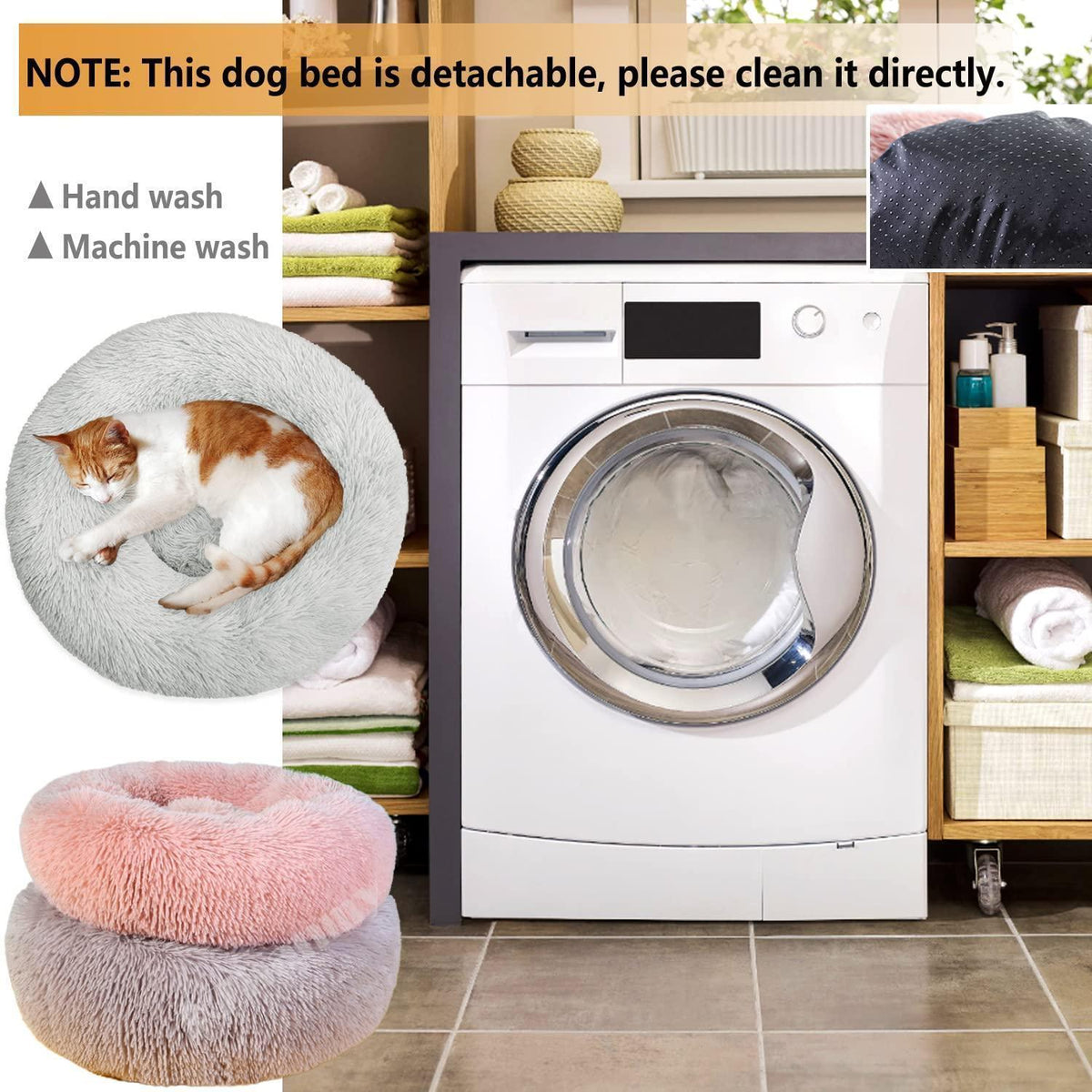 Rundes Hundebett Flauschig Donut – Bequemes Hundesofa 2XL Grau