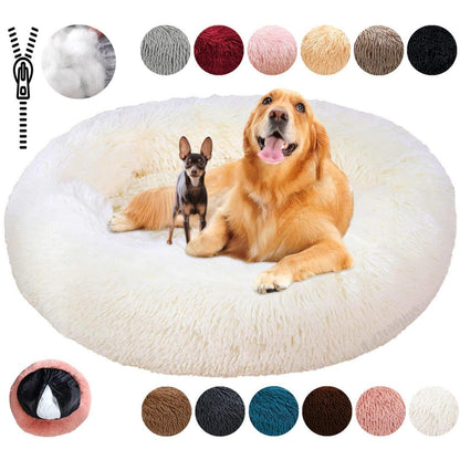 Rundes Hundebett Flauschig Donut – Bequemes Hundesofa 90cm