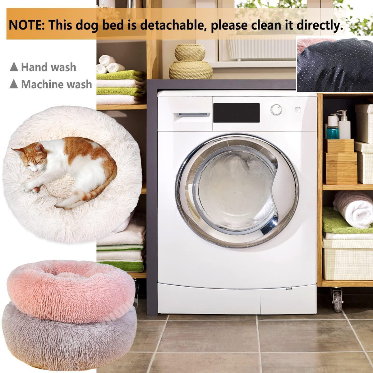 Rundes Hundebett Flauschig Donut – Bequemes Hundesofa 90cm