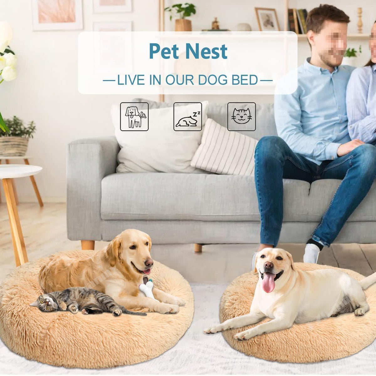 Rundes Hundebett Flauschig Donut – Bequemes Hundesofa 4XL