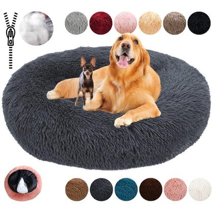 Rundes Hundebett Flauschig Donut – Bequemes Hundesofa 4XL Grau