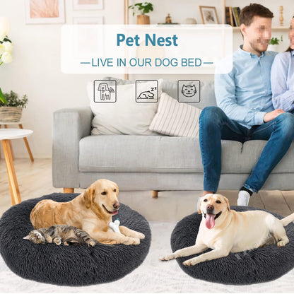 Rundes Hundebett Flauschig Donut – Bequemes Hundesofa 4XL Grau