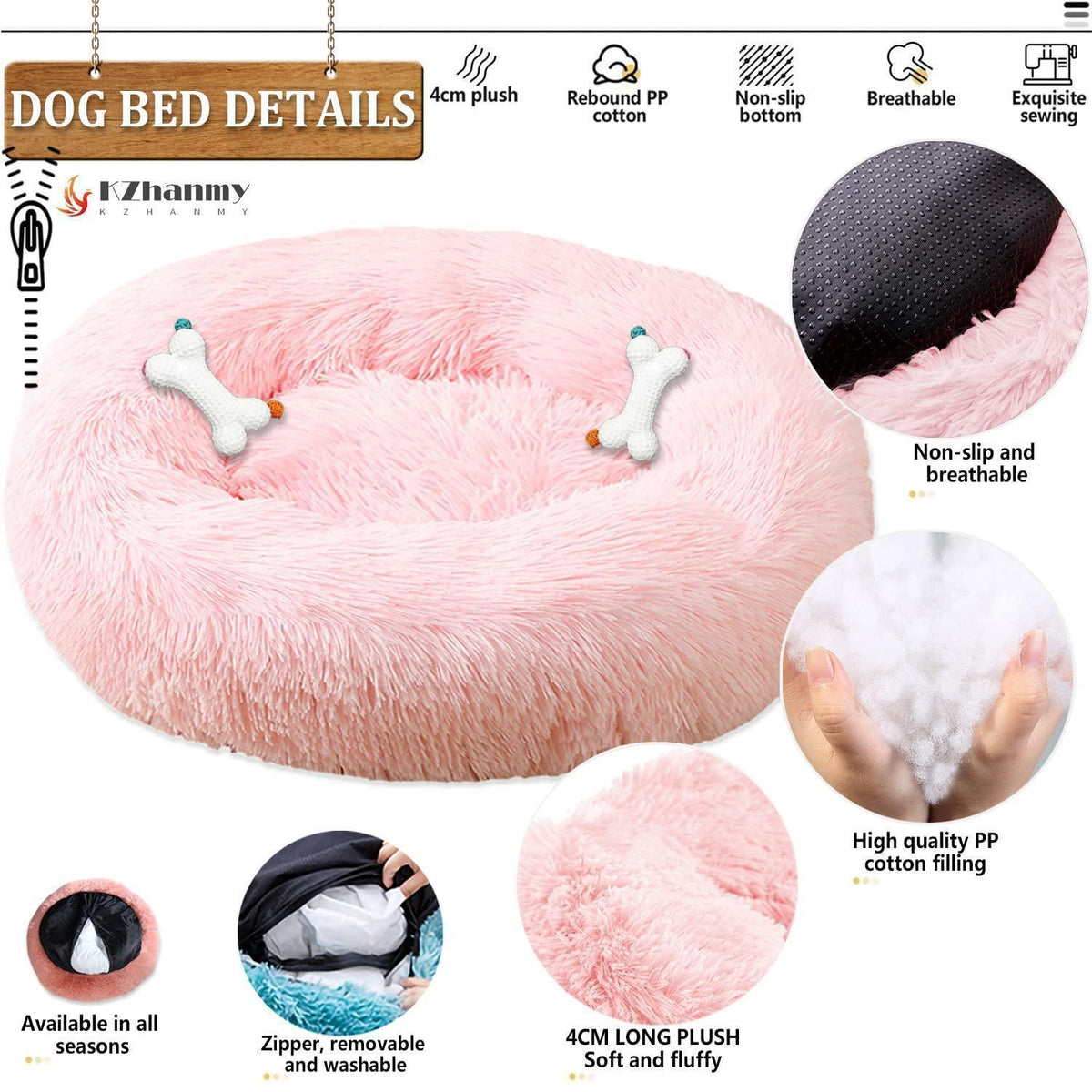 Rundes Hundebett Flauschig Donut – Bequemes Hundesofa in Rosa 4XL
