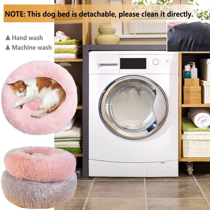 Rundes Hundebett Flauschig Donut – Bequemes Hundesofa in Rosa 4XL
