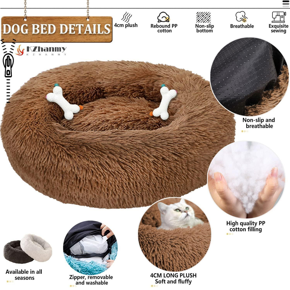 Rundes Hundebett Flauschig Donut – Bequemes Hundesofa 2XL