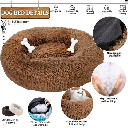 Rundes Hundebett Flauschig Donut – Bequemes Hundesofa 2XL