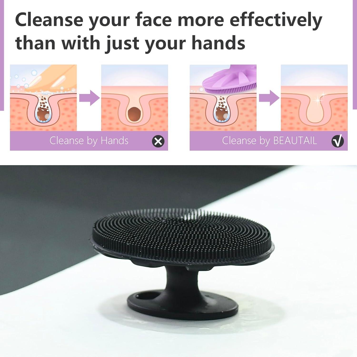 Silikon Gesichtsschrubber Peeling Bürste 2 Stücke Schwarz+Lila