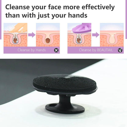 Silikon Gesichtsschrubber Peeling Bürste 2 Stücke Schwarz+Lila