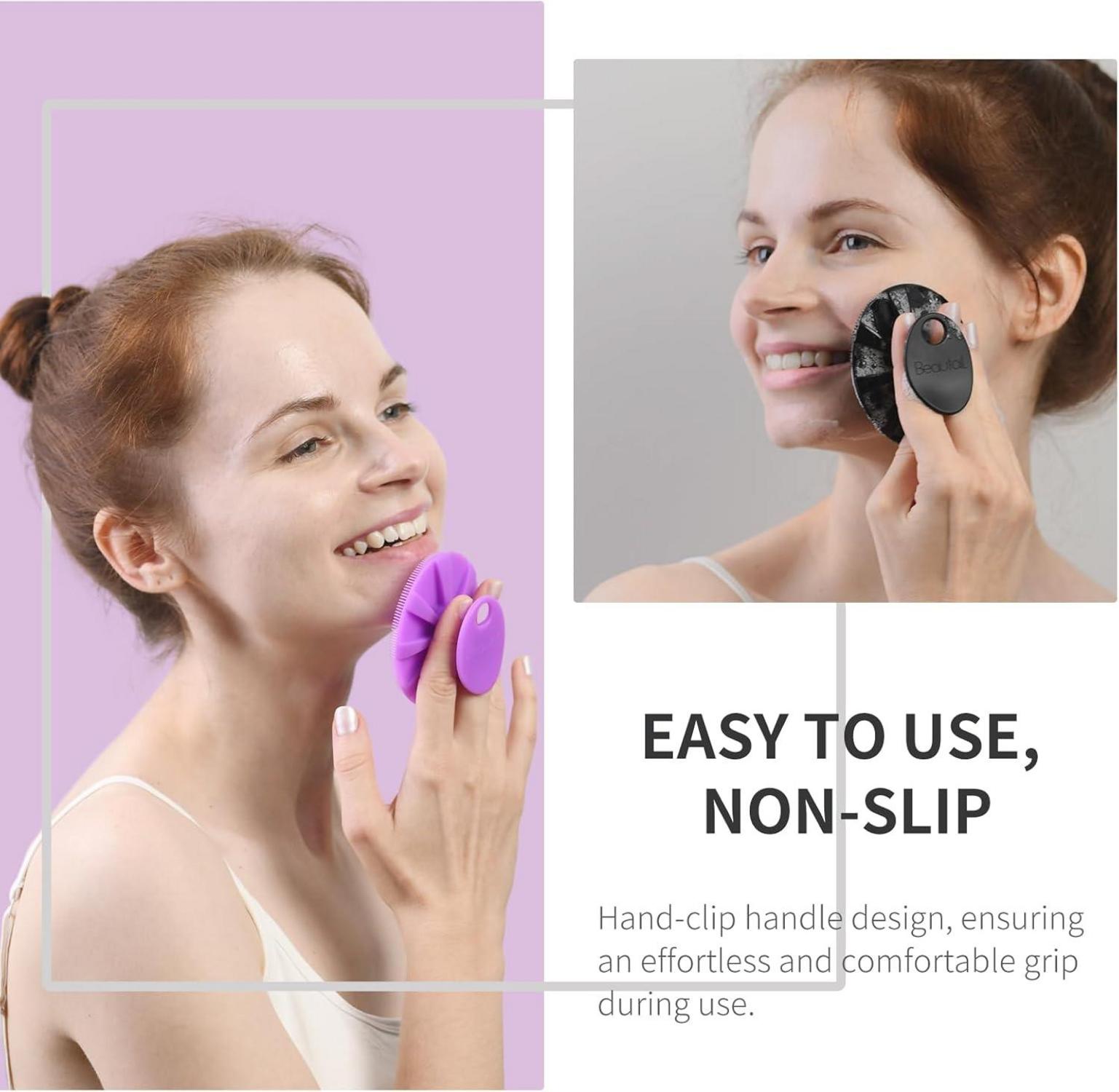 Silikon Gesichtsschrubber 2 Stück Schwarz Lila für Männer Frauen