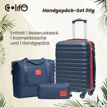 COOLIFE ABS Hartschalen Koffer Set 3tlg Blau/Rot Handgepäck