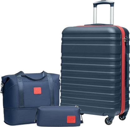 COOLIFE ABS Hartschalen Koffer Set 3tlg Blau/Rot
