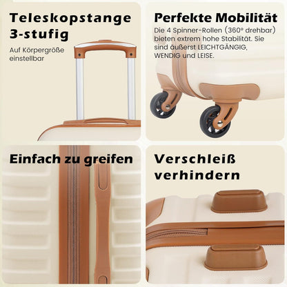 COOLIFE Mittlerer Koffer-Set ABS Hartschalen Trolley 4 Rollen TSA Blau/Rot