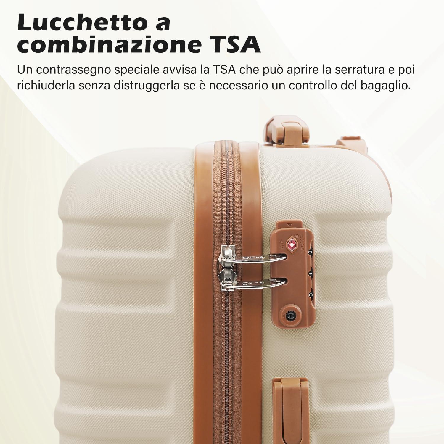 COOLIFE 3tlg Koffer Set ABS Hartschale Dunkelgrün/Braun TSA-Schloss