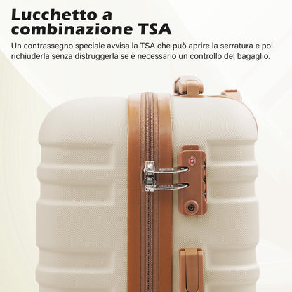 COOLIFE 3tlg Koffer Set ABS Hartschale Dunkelgrün/Braun TSA-Schloss