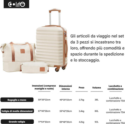 Großer Koffer Trolley Set ABS Hartschalen Reisekoffer 4 Rollen TSA Dunkelgrün