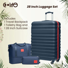 COOLIFE ABS Hartschalen Koffer Set 3tlg Blau/Rot