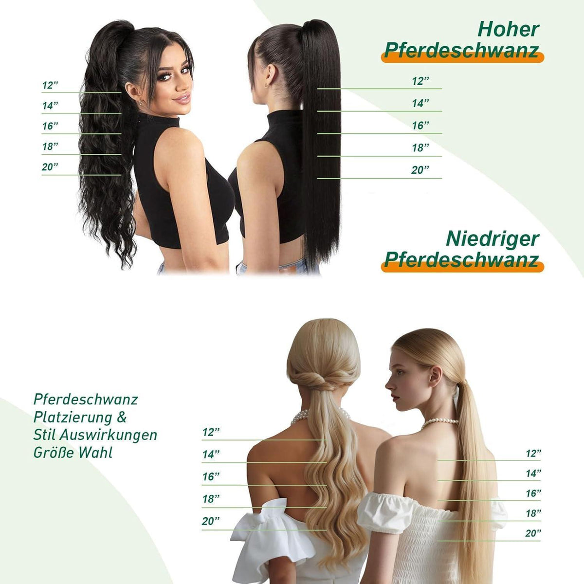 Echthaar Zopf Extension Dunkelbraun mit Blond Highlights 40cm