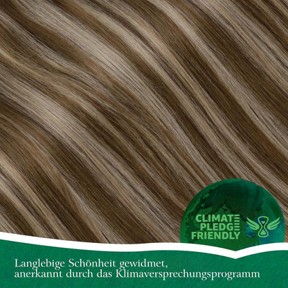 Echthaar Zopf Extension Dunkelbraun mit Blond Highlights 40cm
