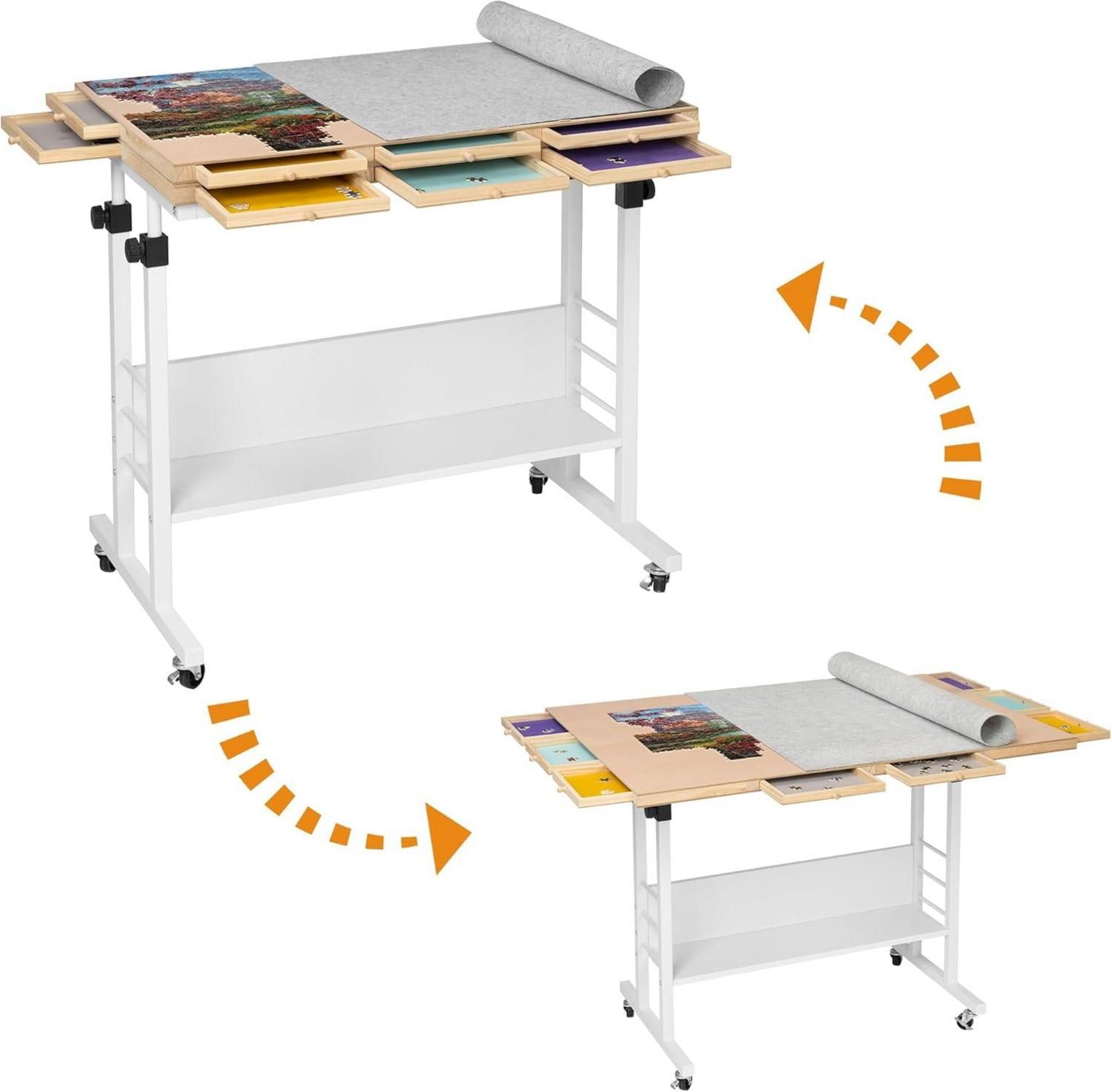 Puzzletisch mit klappbarer Tischplatte, Höhenverstellung & 8