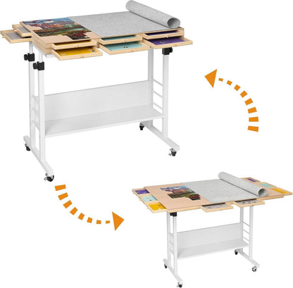 Puzzletisch mit klappbarer Tischplatte, Höhenverstellung & 8