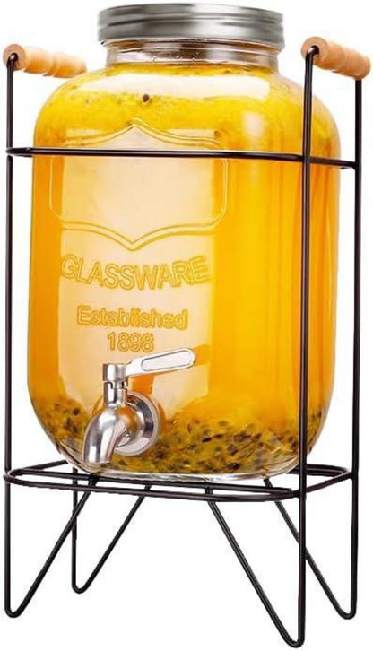 4L Glas Getränkespender mit Deckel für hausgemachte Getränke