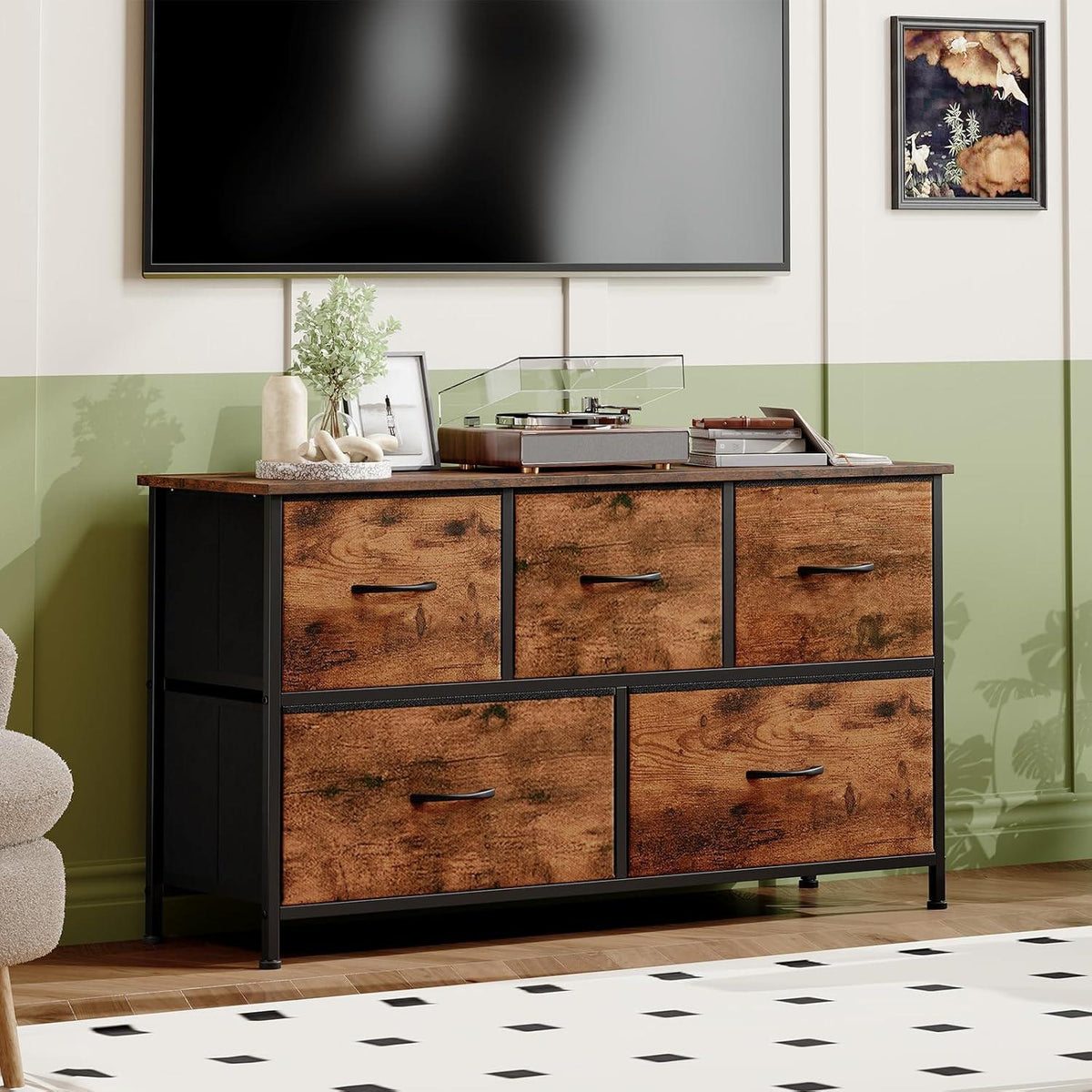 Kommode mit 5 Stoffschubladen – Schlafzimmer Organizer