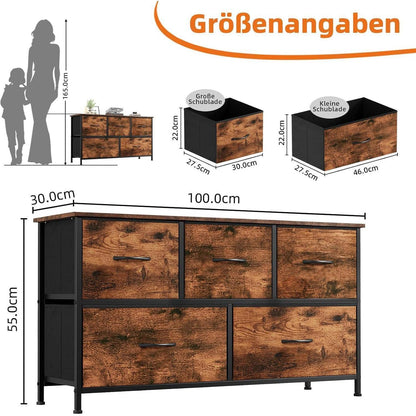 Kommode mit 5 Stoffschubladen – Schlafzimmer Organizer