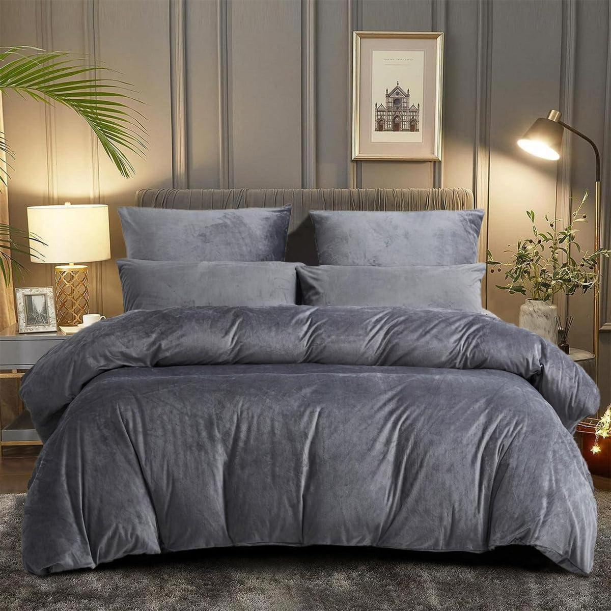 Flauschige Winterbettwäsche Set 135x200cm Grau