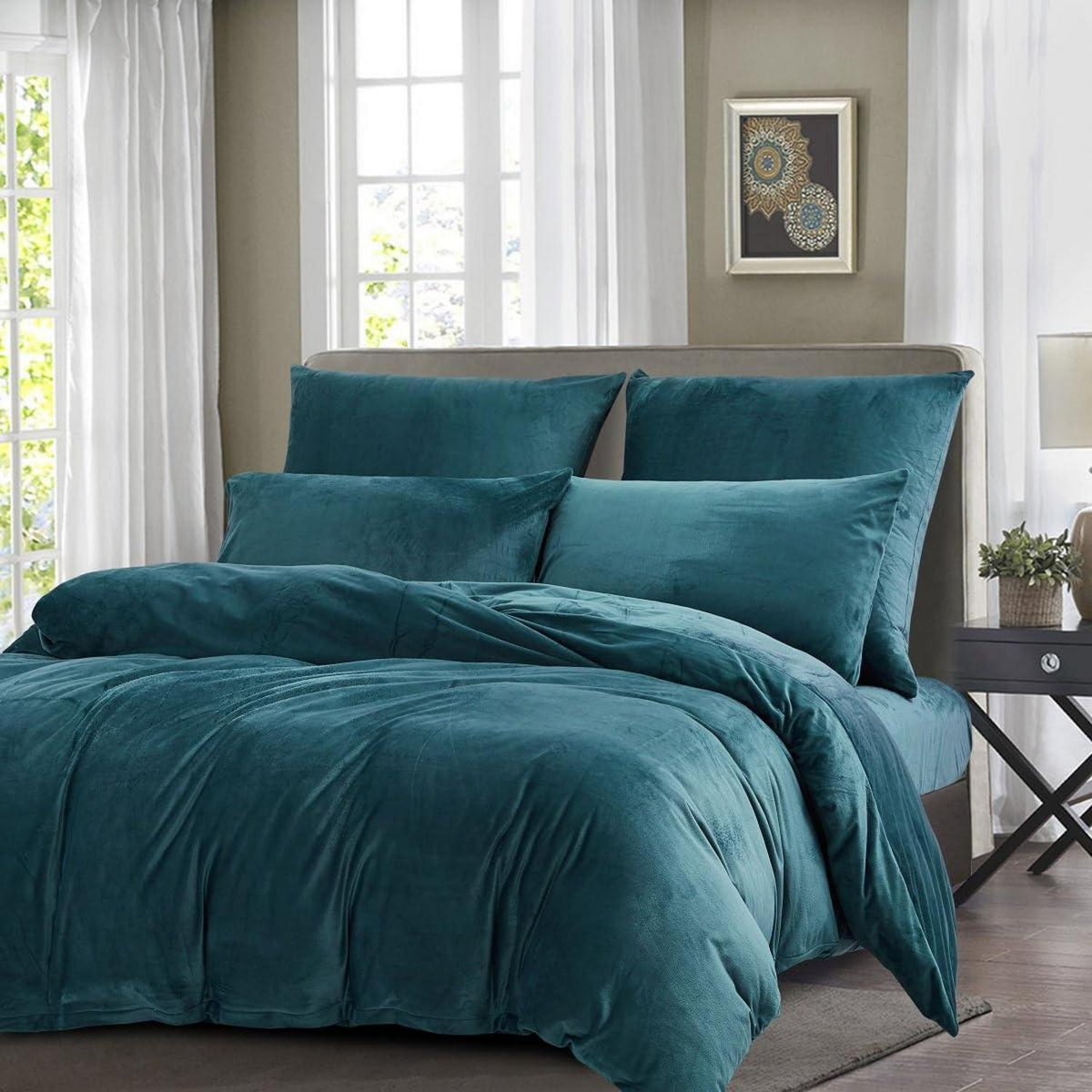 Kuschelige Coral Fleece Bettwäsche Set 135x200cm Blau