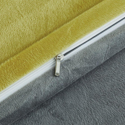 Flauschige Winter Bettwäsche Set 200x220 Gelb Grau