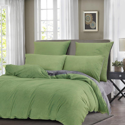 Flauschige Bettwäsche-Set 135x200 cm – Grün, Grau, Hellgrün