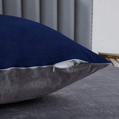 Winter Bettwäsche 220x240cm - Marineblau, Grau, Blau & Coral Fleece