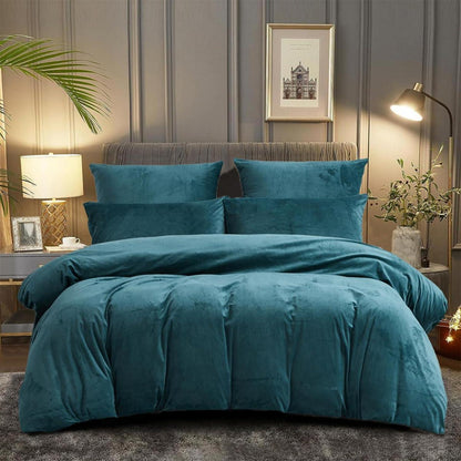 Flauschige Fleece Bettwäsche Set 220x240 Hellblau