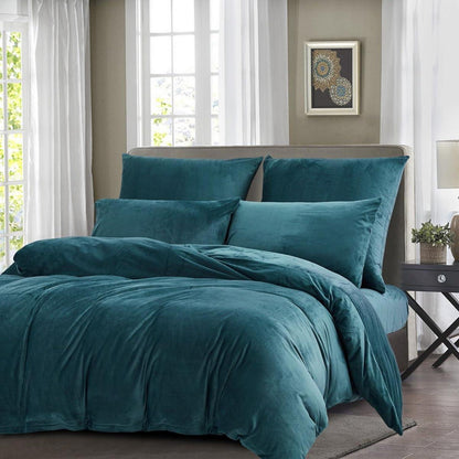 Flauschige Fleece Bettwäsche Set 220x240 Hellblau