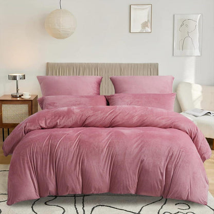 Fleece Bettwäsche Set Rosa – Kuschelig & Flauschig 220x240cm