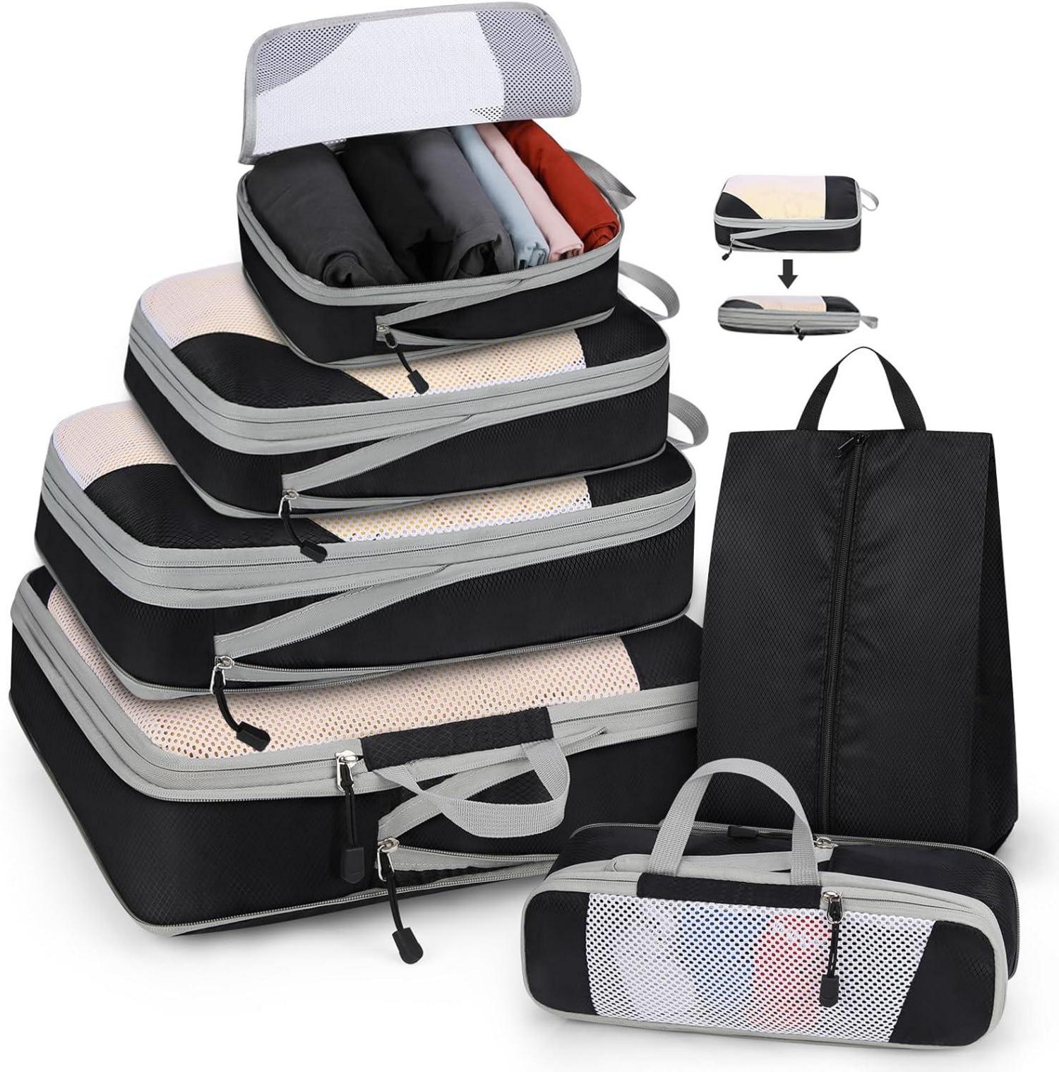Packwürfel Set mit Kompression 4-teilig/6-teilig für Koffer