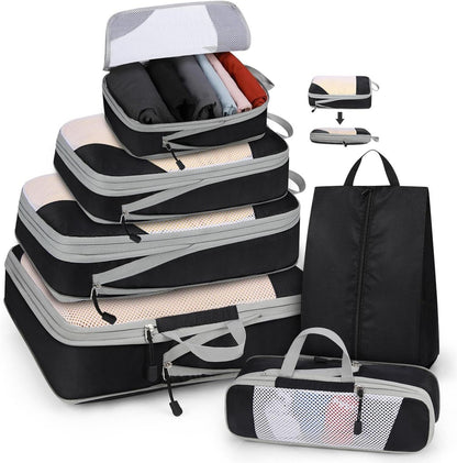 Packwürfel Set mit Kompression 4-teilig/6-teilig für Koffer
