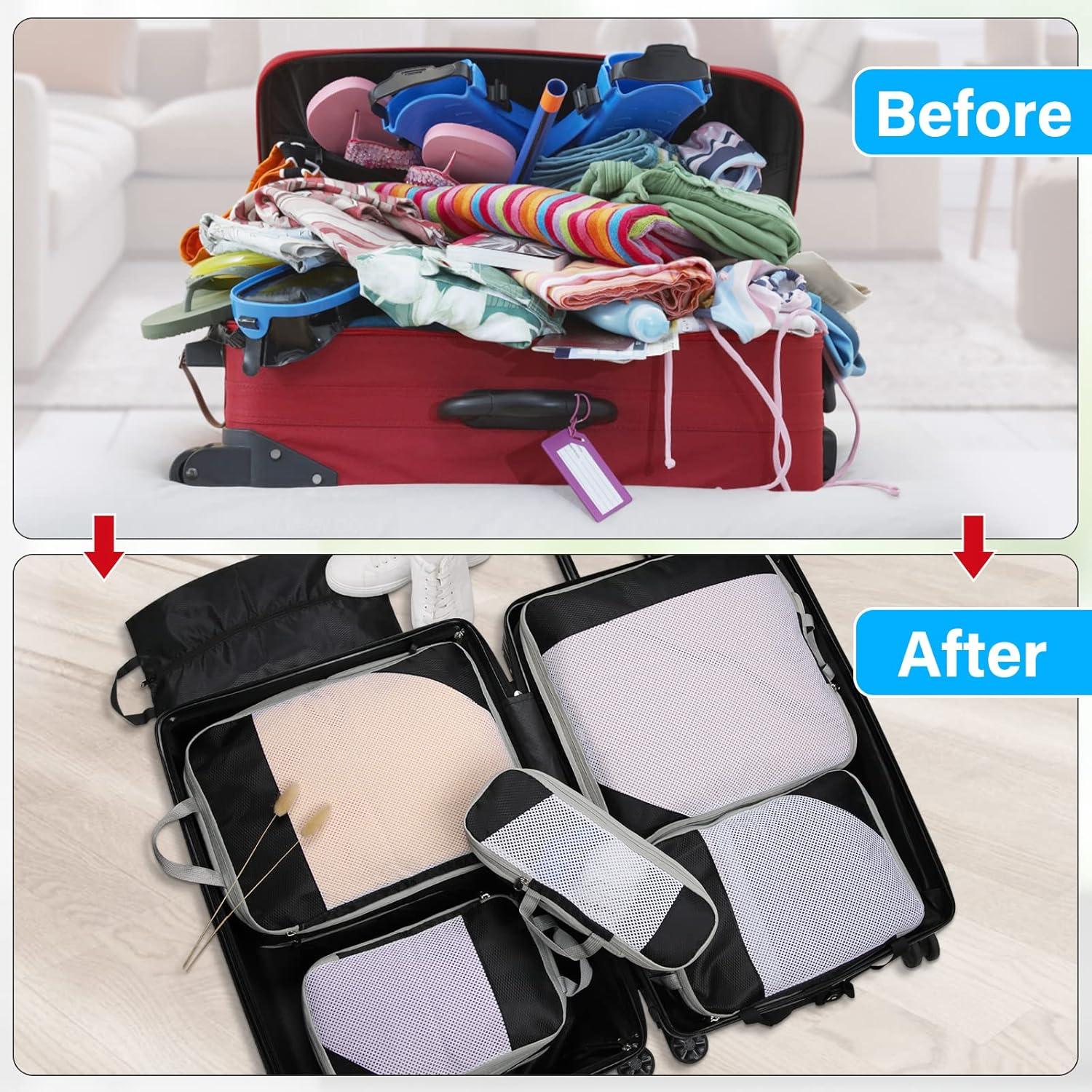 Packwürfel Set mit Kompression 4-teilig/6-teilig Koffer Organizer für Reisen