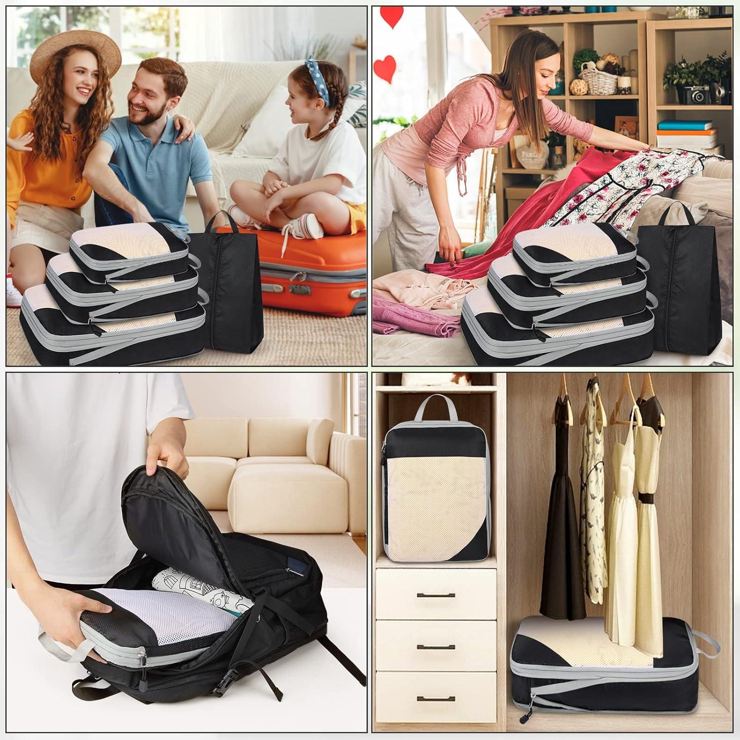 Packwürfel Set mit Kompression 4-teilig/6-teilig Travel Organizer