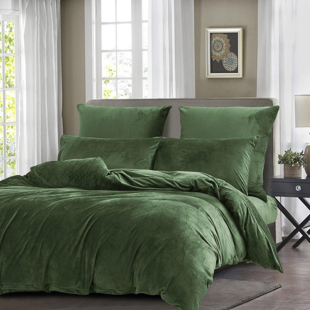 Winter Bettwäsche 135x200 cm, 4-teilig, Olivgrün Fleece