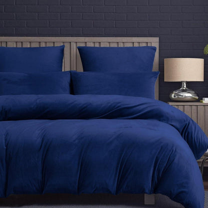 Flauschige Bettwäsche-Set 220x240cm Blau Marine Winterkuscheln