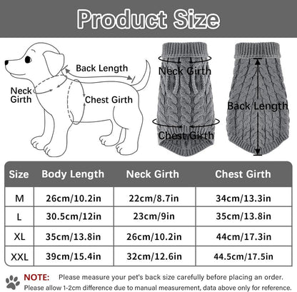 FWLWTWSS Hundepullover Winter Rollkragen Strickpullover