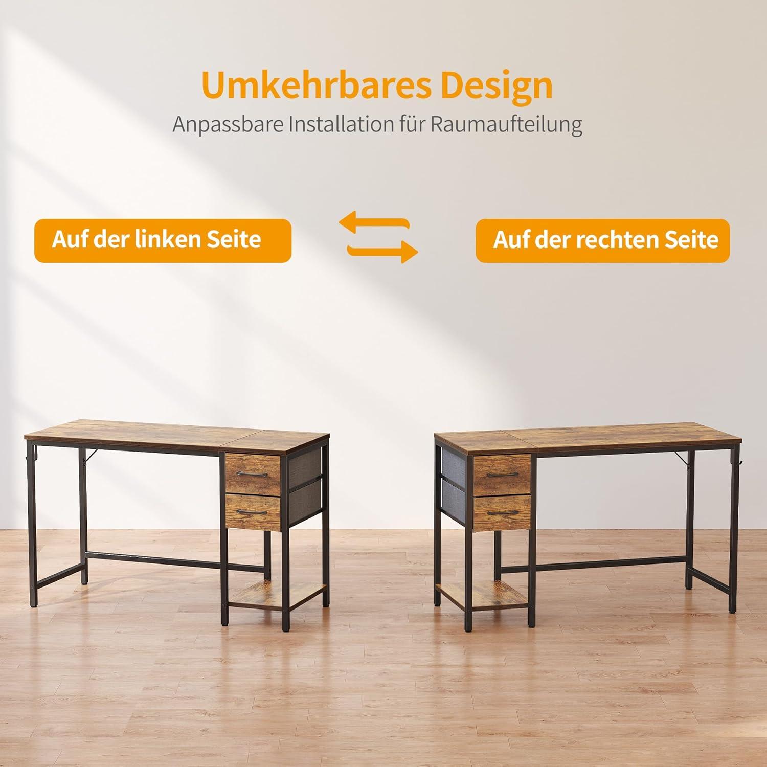 Cubiker Computertisch mit Schubladen 100cm Braun PC Schreibtisch