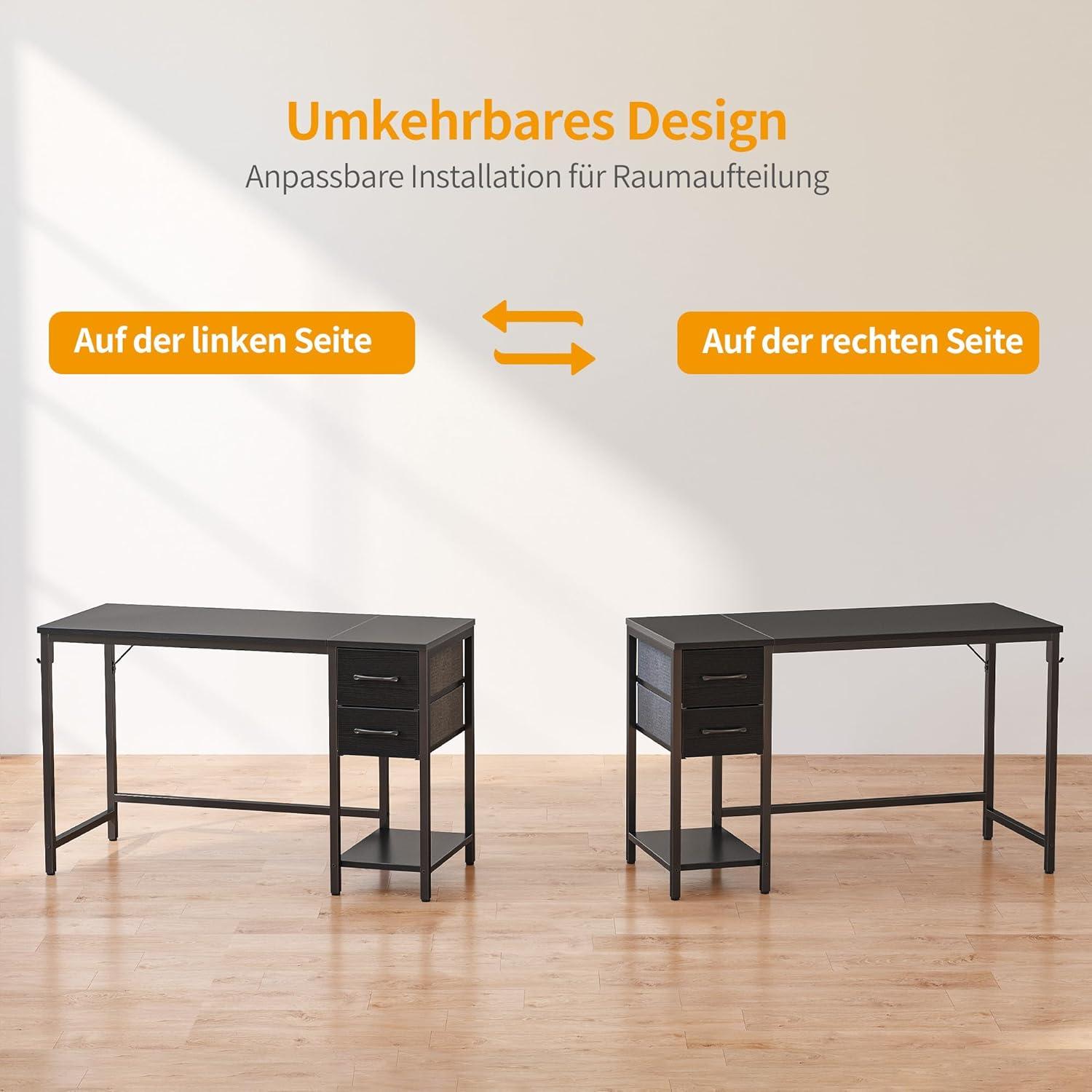 Cubiker Computertisch 100 cm mit Schubladen Schwarz Bürotisch