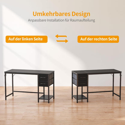Cubiker Computertisch 100 cm mit Schubladen Schwarz Bürotisch