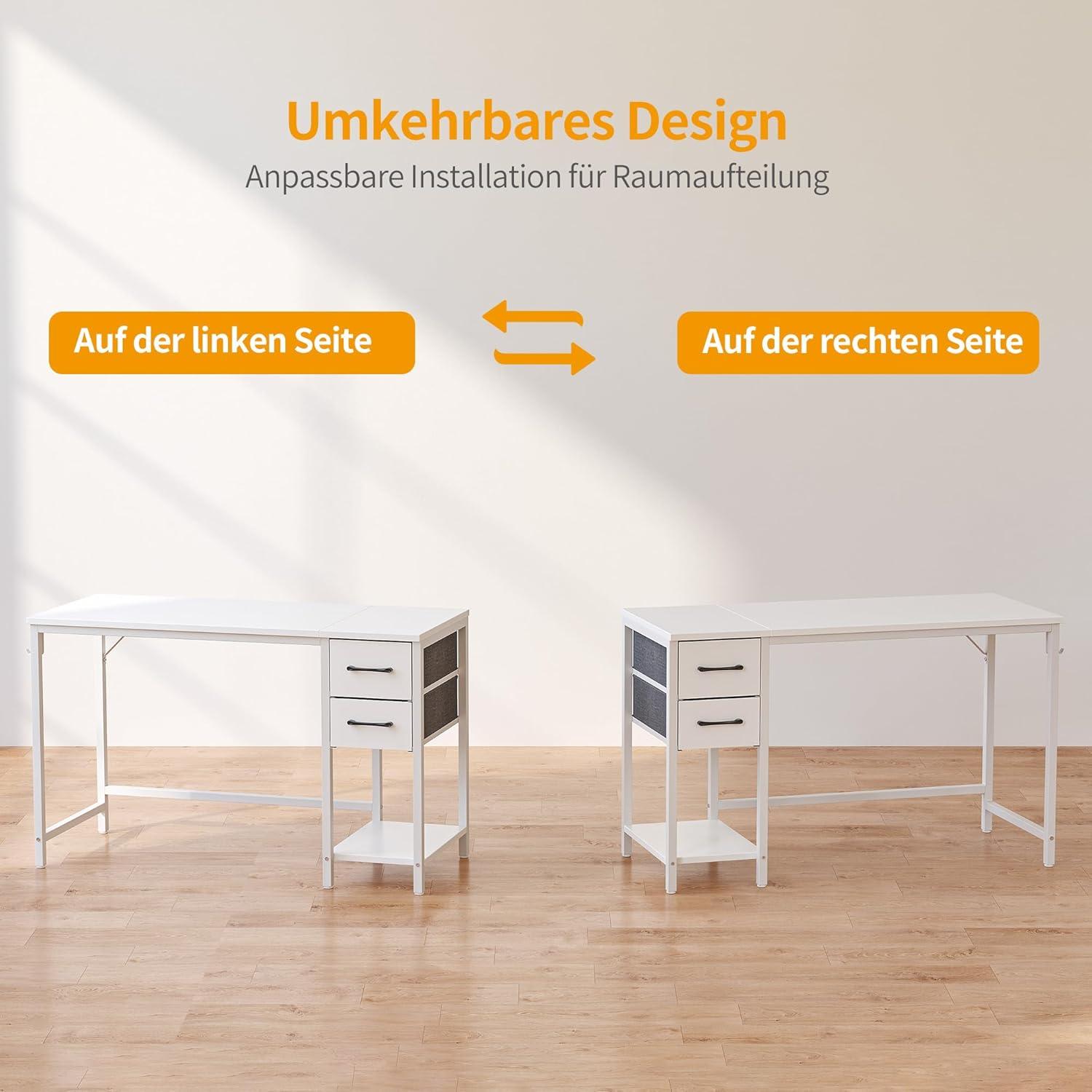 Cubiker Computertisch mit Schubladen 100cm Weiß Moderne Schreibtisch
