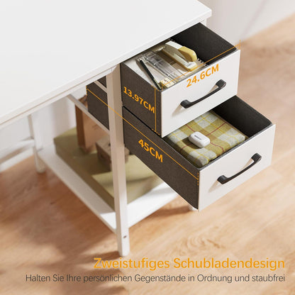 Computertisch mit Schubladen 100cm Weiß Home Office Büro Schreibtisch