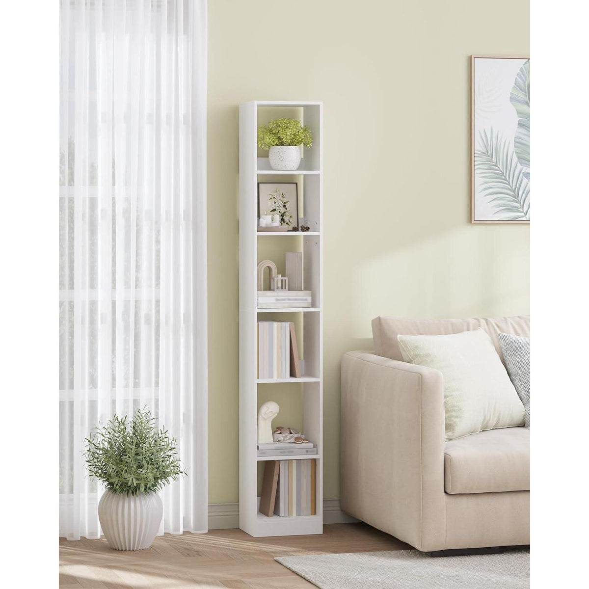 6-stöckiges Bücherregal weiß – Platzsparendes Wohnregal