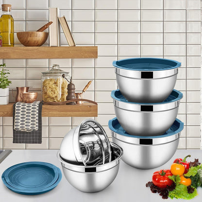 Herogo Edelstahl Salatschüssel Set 5er Stapelbar Küchenwerkzeuge
