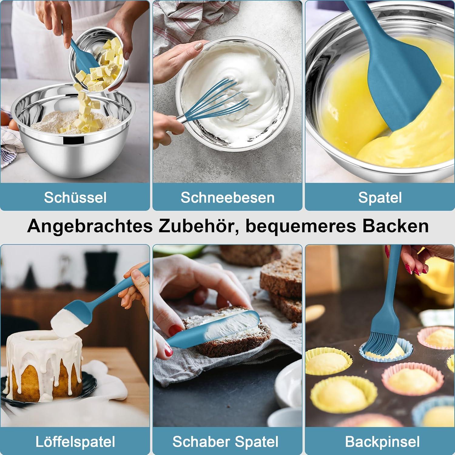 Herogo Edelstahl Salatschüssel Set 5er Stapelbar Küchenwerkzeuge
